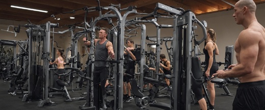 AI: 5 lidí cvičících na posilovacích strojích ve fitness