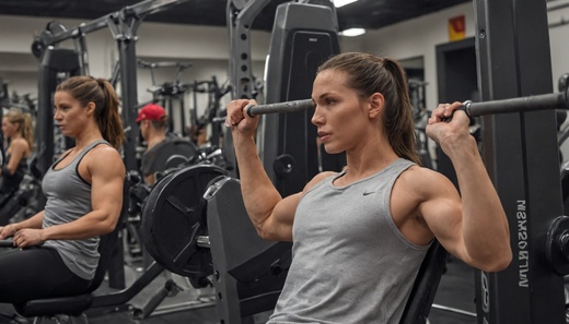 AI: 8 lidí cvičících na posilovacích strojích v posilovně